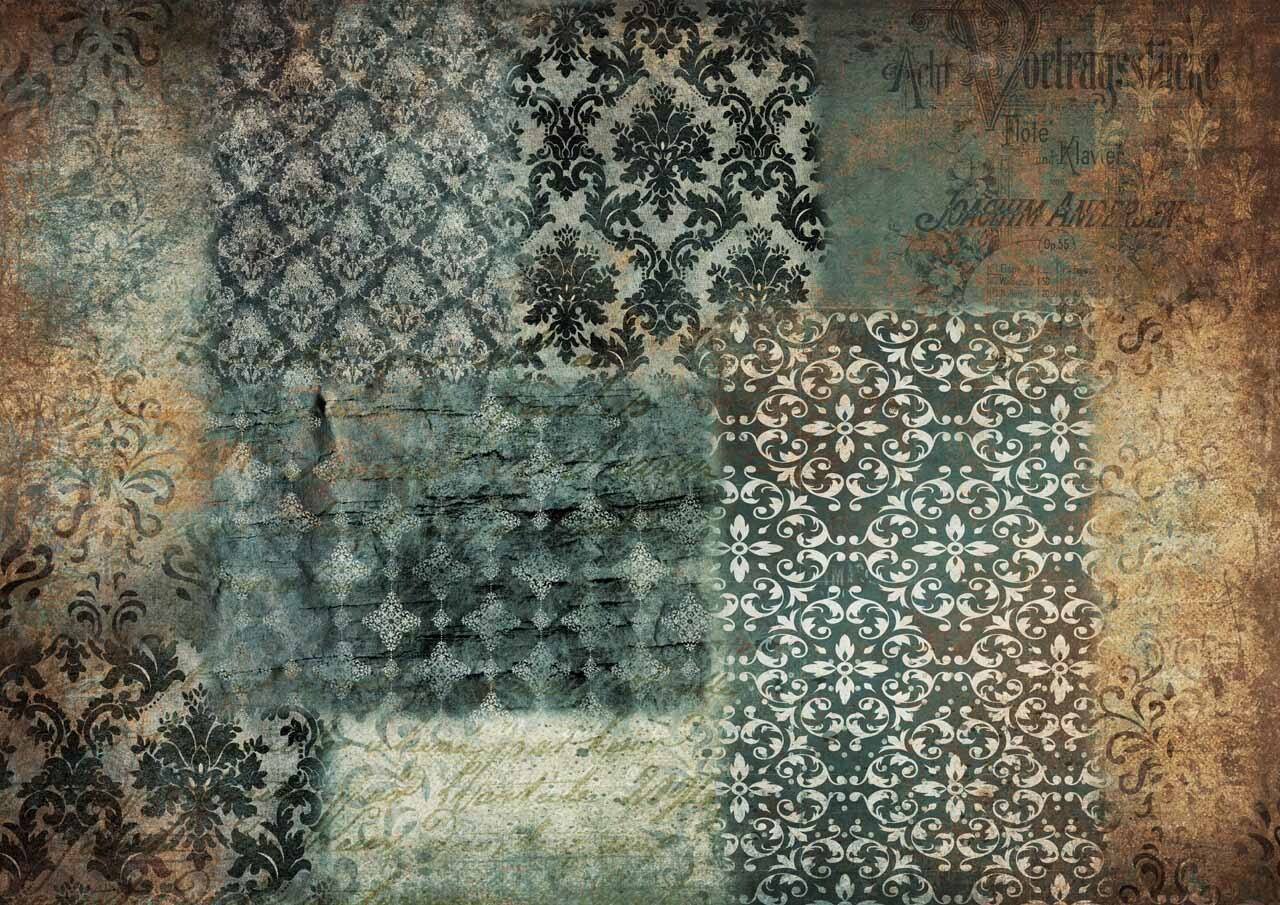 Blue Patchwork Rice Paper- Decoupage Queen