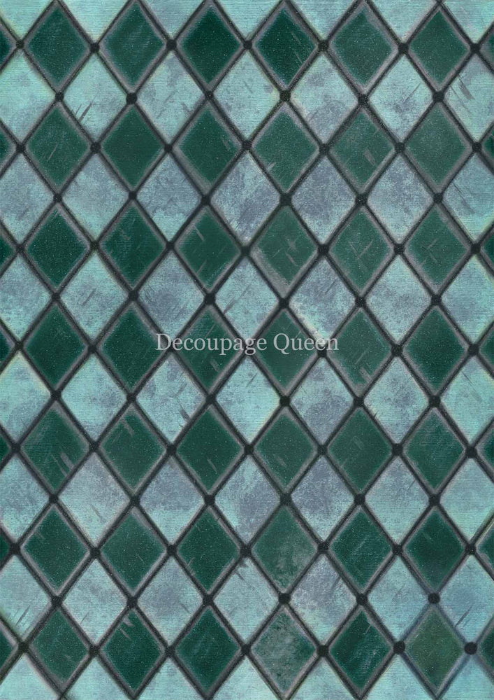 Dainty and the Queen - Teal Handpainted Harlequin Rice Paper