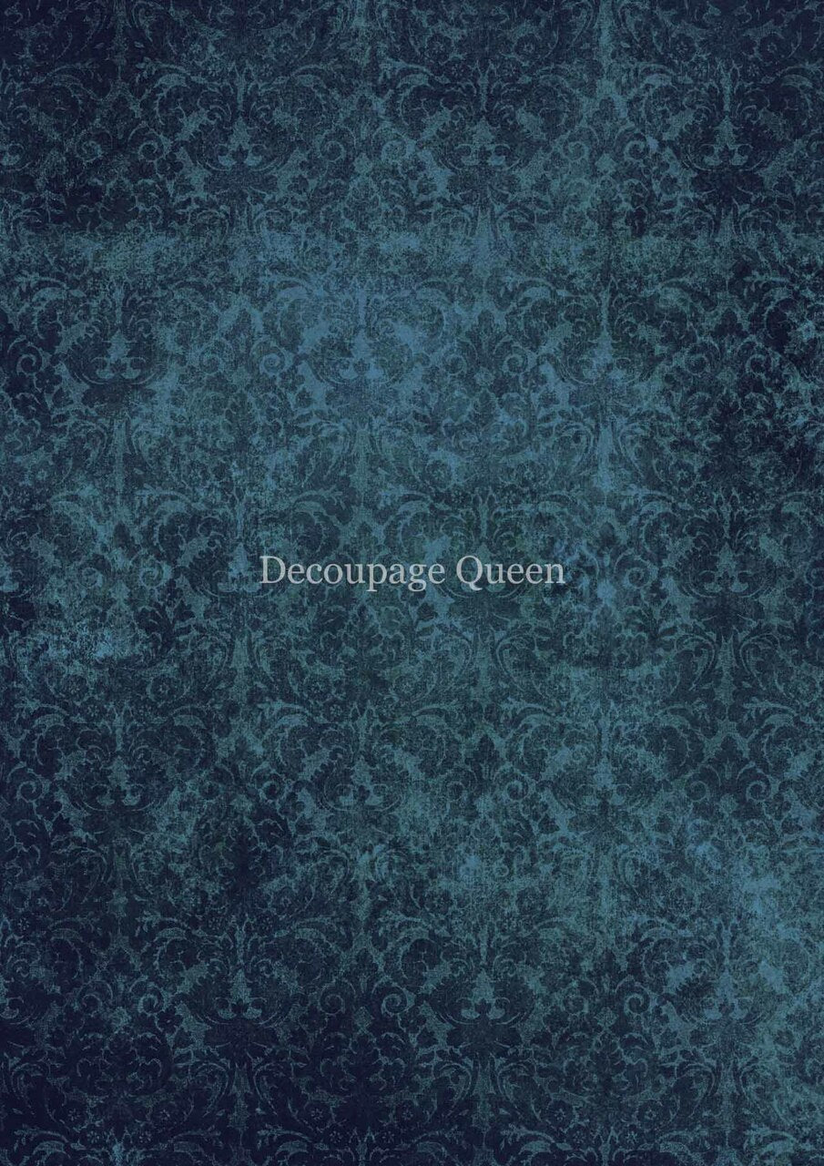 Blue Brocade Rice Paper (Retired) - Decoupage Queen