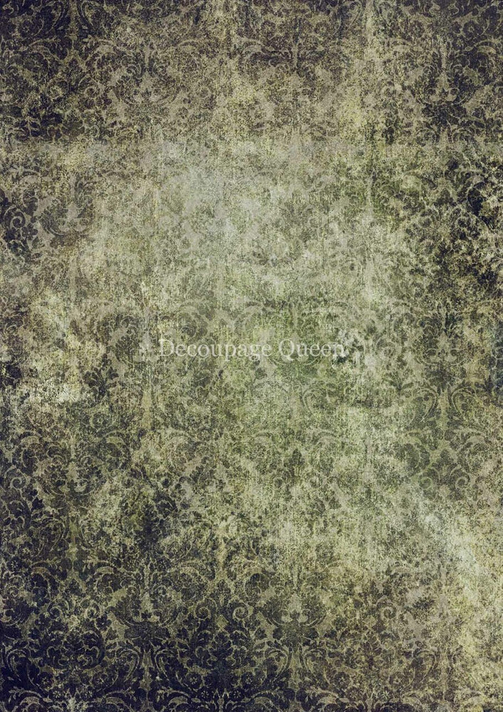 Green Brocade Rice Paper - Decoupage Queen