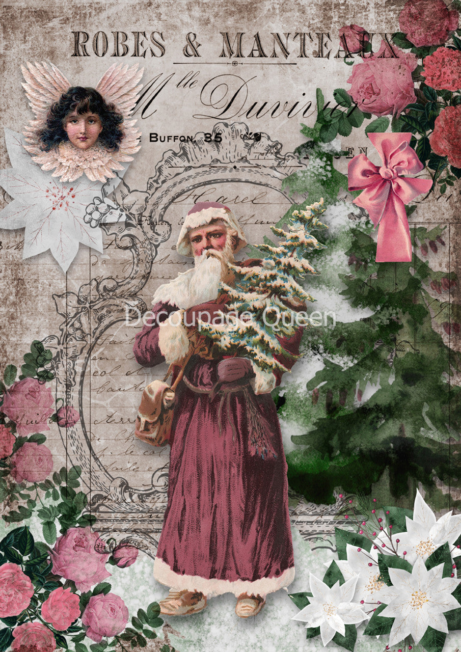 Shabby Santa Rice Paper (Retired) - Decoupage Queen