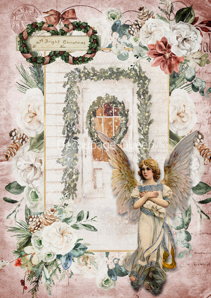 A Bright Christmas Rice Paper - Decoupage Queen