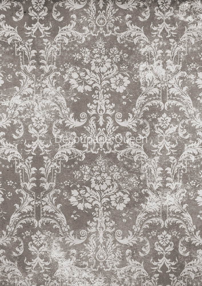 Winter Damask Rice Paper - Decoupage Queen