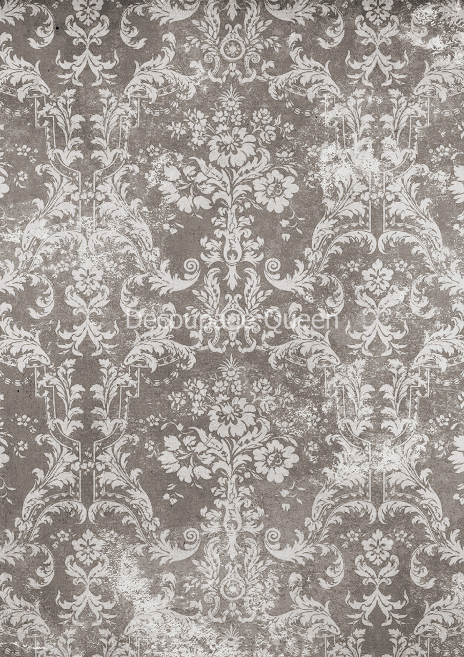 Winter Damask Rice Paper - Decoupage Queen