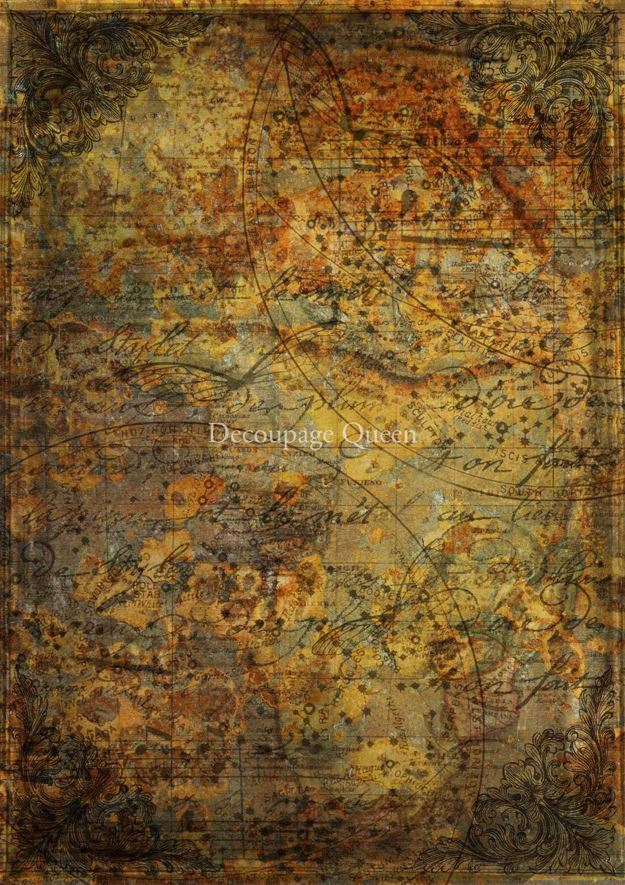 Hobbilicious - Celestial Grunge Rice Paper - Retired - Decoupage Queen