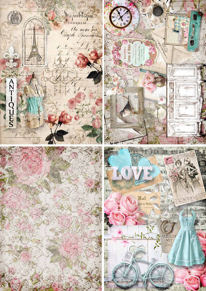 Shabby 4 Pack Rice Paper - Decoupage Queen