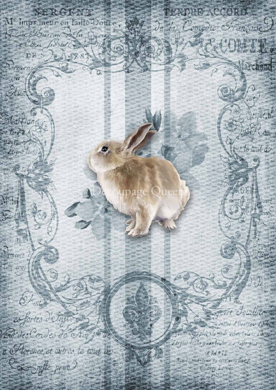 Spring Grain Sack Bunny Rice Paper (Retired)- Decoupage Queen