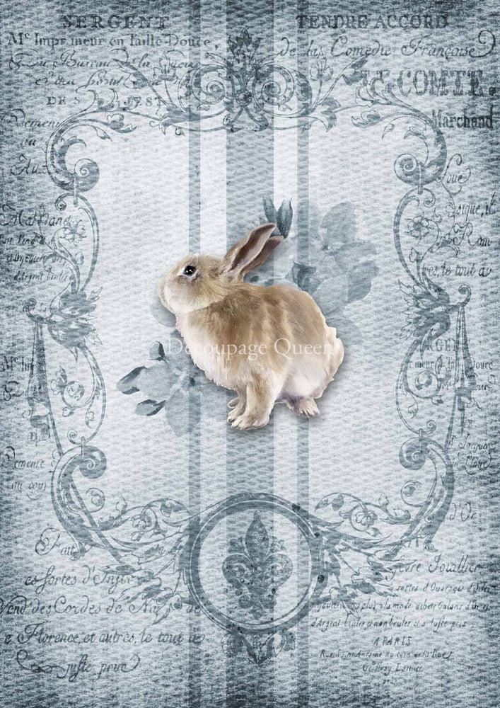 Spring Grain Sack Bunny Rice Paper - Decoupage Queen