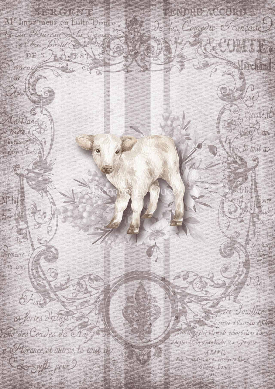 Spring Grain Sack Lamb Rice Paper (Retired) - Decoupage Queen