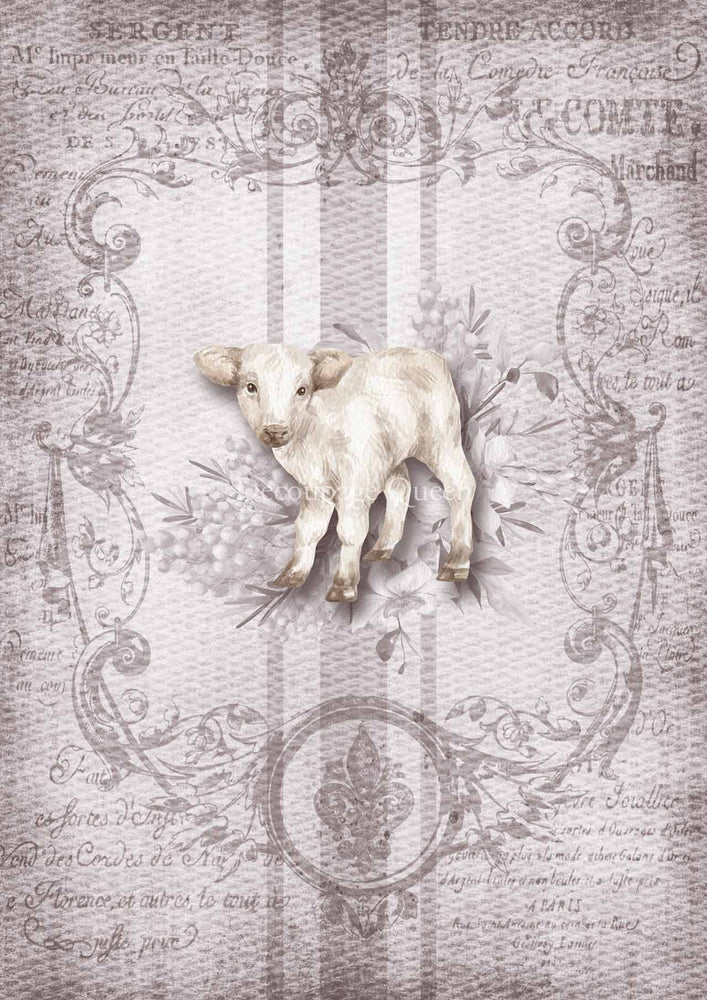 Spring Grain Sack Lamb Rice Paper - Decoupage Queen