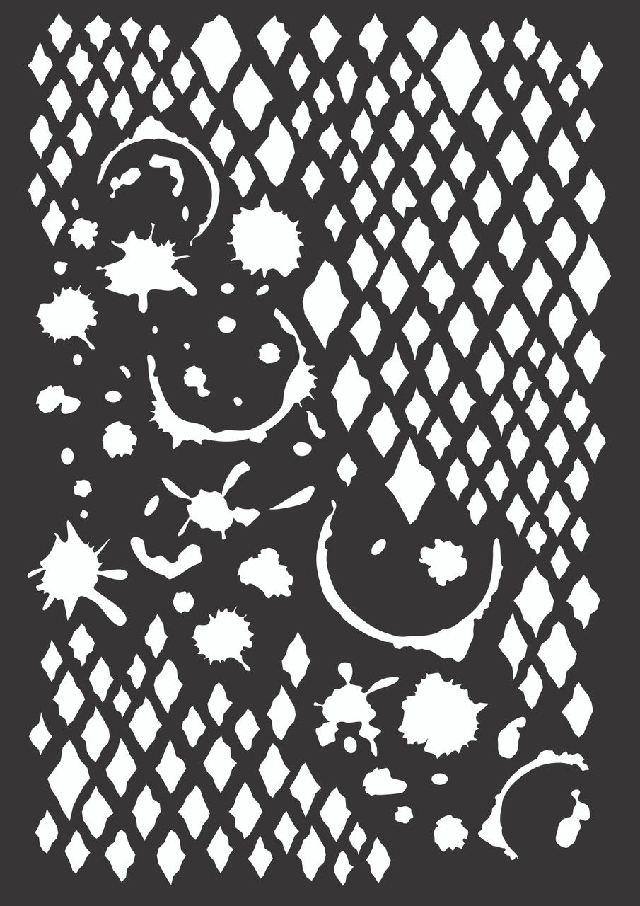 Distressed Diamond Splatter Stencil, A4 - Decoupage Queen