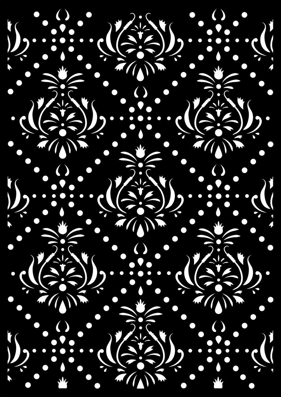 Damask Tiles Stencil, A4 - Decoupage Queen