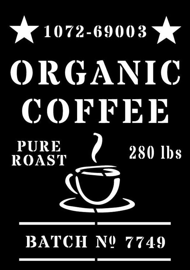 Organic Coffee Stencil, A4 - Decoupage Queen