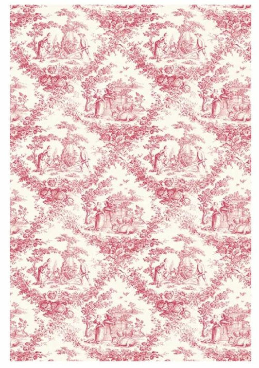 Red Toile Rice Paper (EXCR 01 TJ) - Decoupage Queen