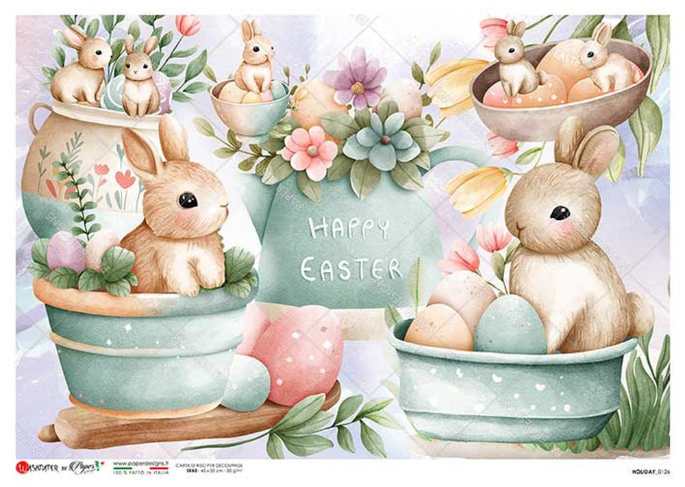 Holiday 0126 (Easter Bunnies) Rice Paper - Paper Designs