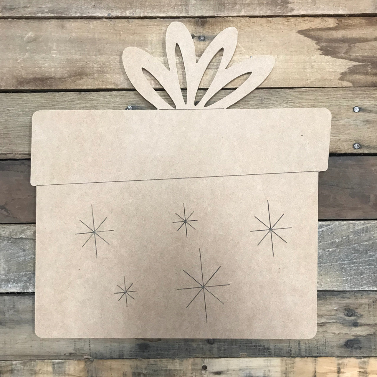 Christmas Present Unfinished Cutout, Wooden Shape, Paintable MDF Craft