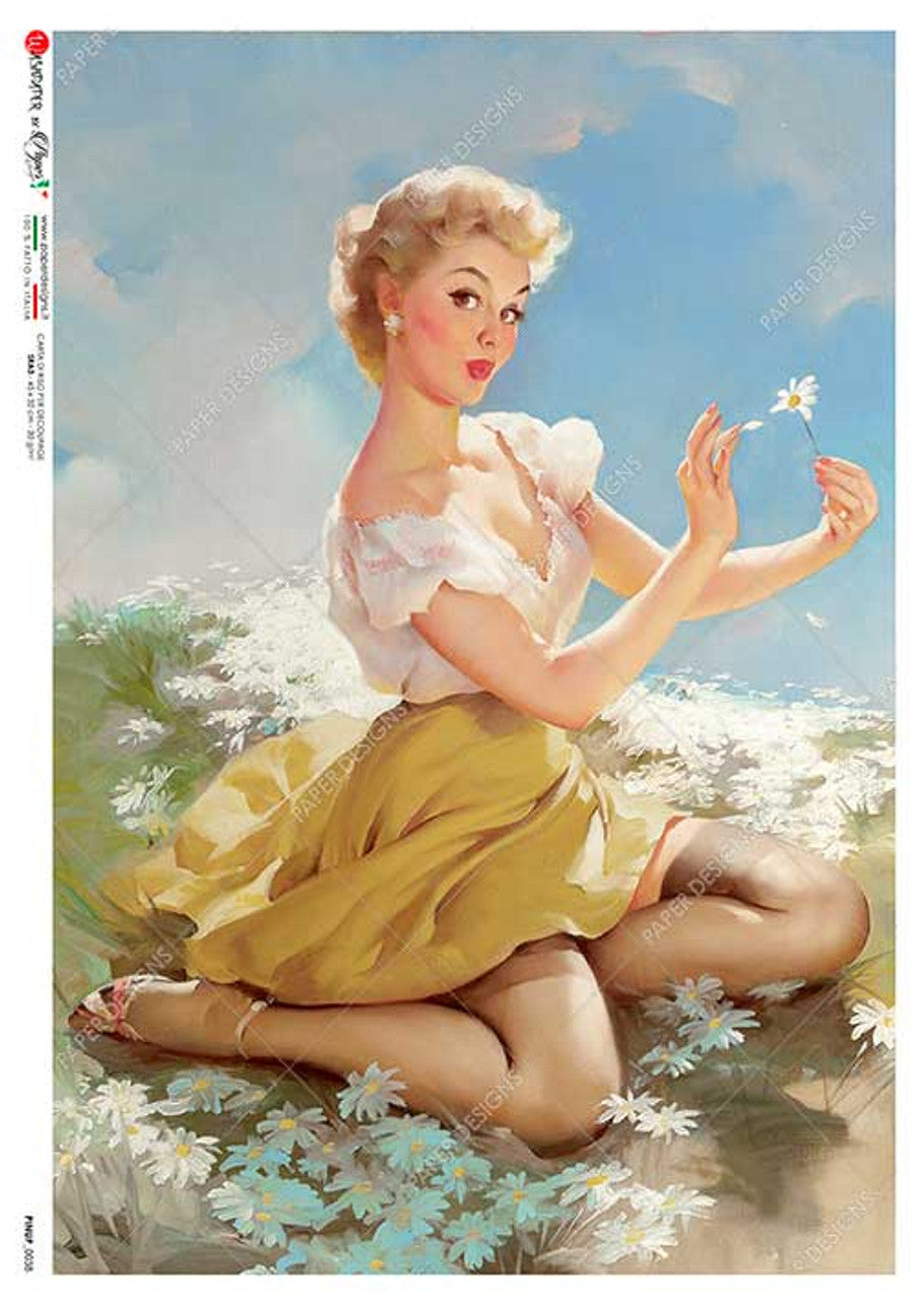 Pinup 0038 (Picking Daisies) Rice Paper - Paper Designs