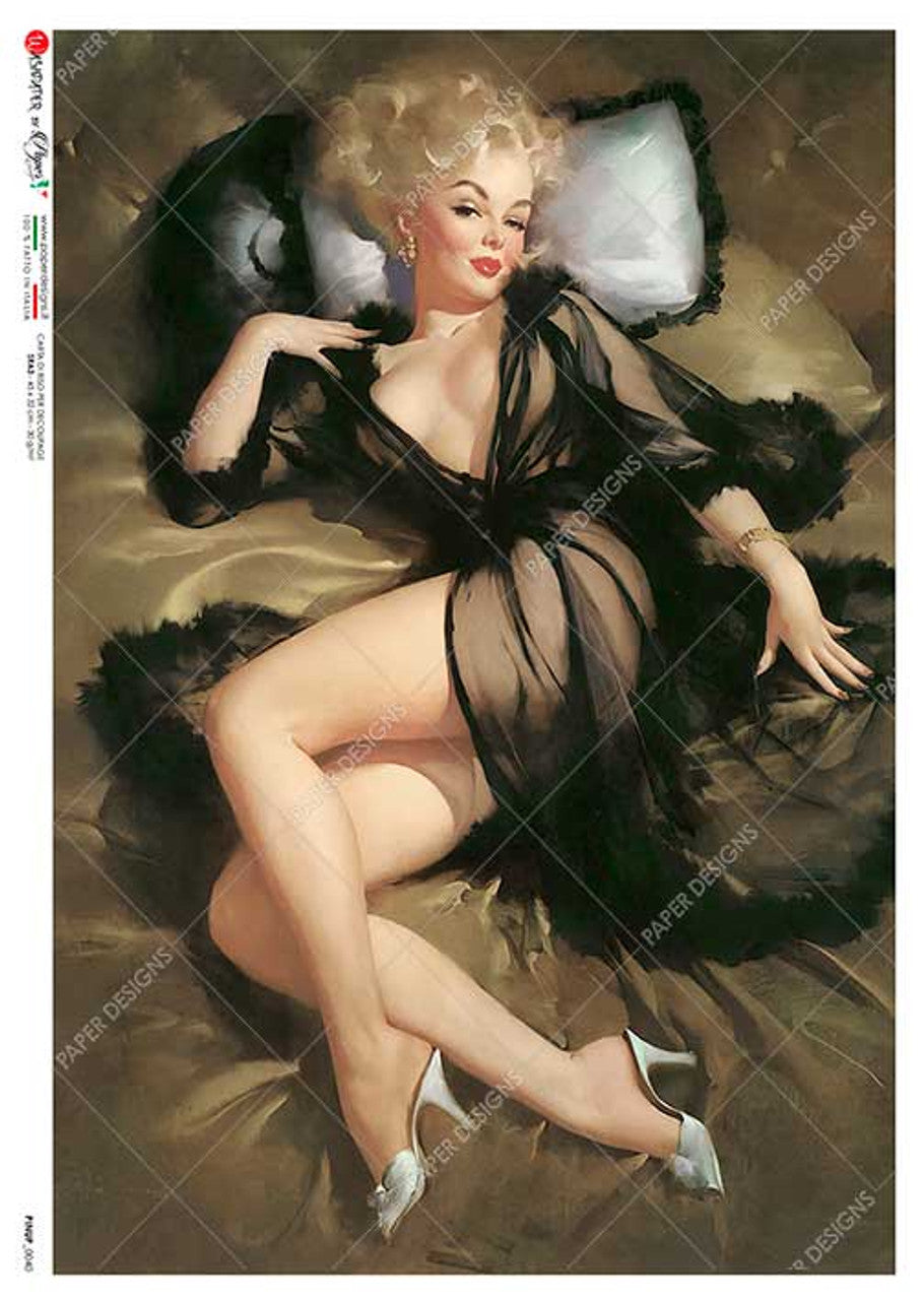Pinup 0040 (Black Pinup) Rice Paper - Paper Designs