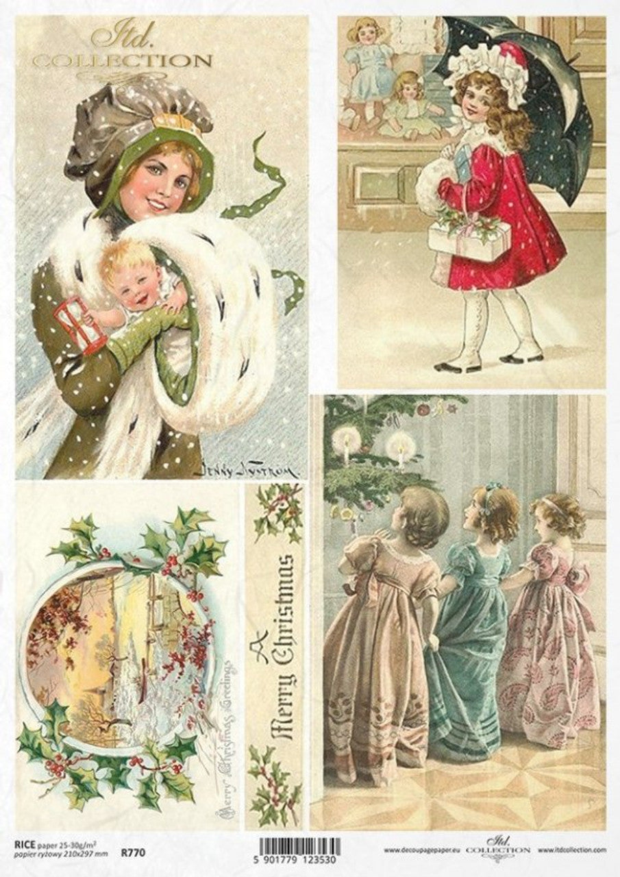 Retro Christmas Rice Paper - ITD Collection