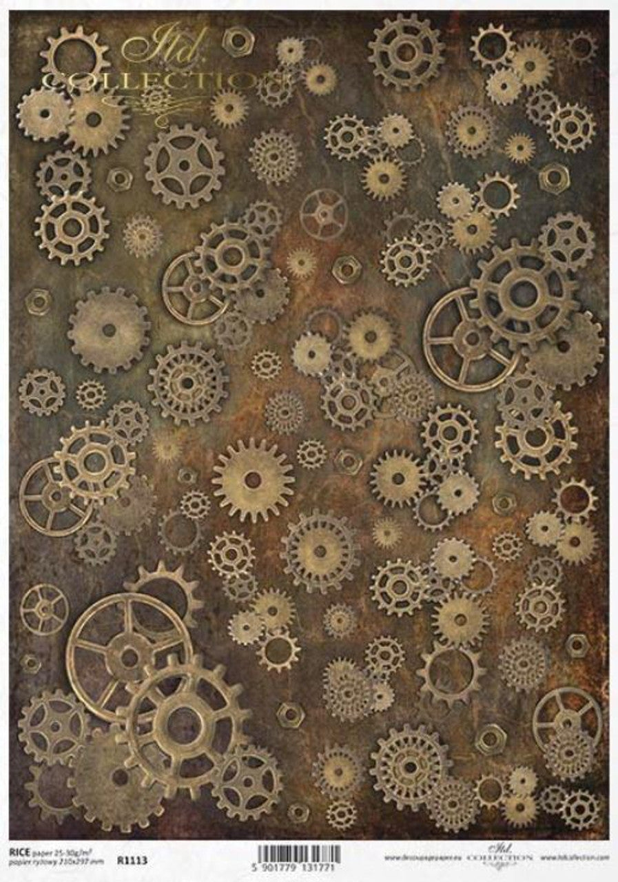 Steampunk Gears Rice Paper - ITD Collection