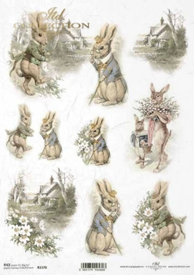 Established Bunnies Rice Paper- Decoupage Queen
