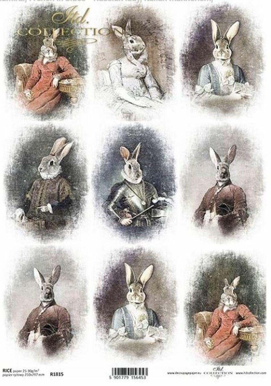 Bunny Portraits III Rice Paper- ITD Collection