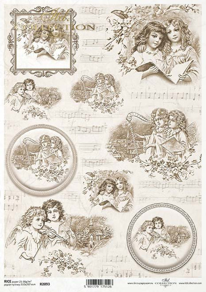 Holiday Musical Cherubs Rice Paper - ITD Collection
