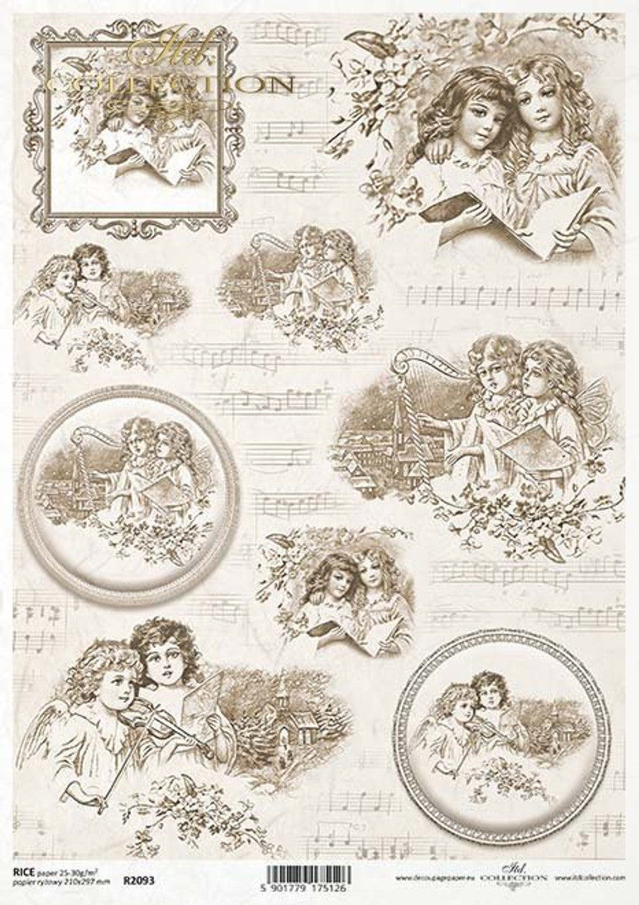 Holiday Musical Cherubs Rice Paper - ITD Collection