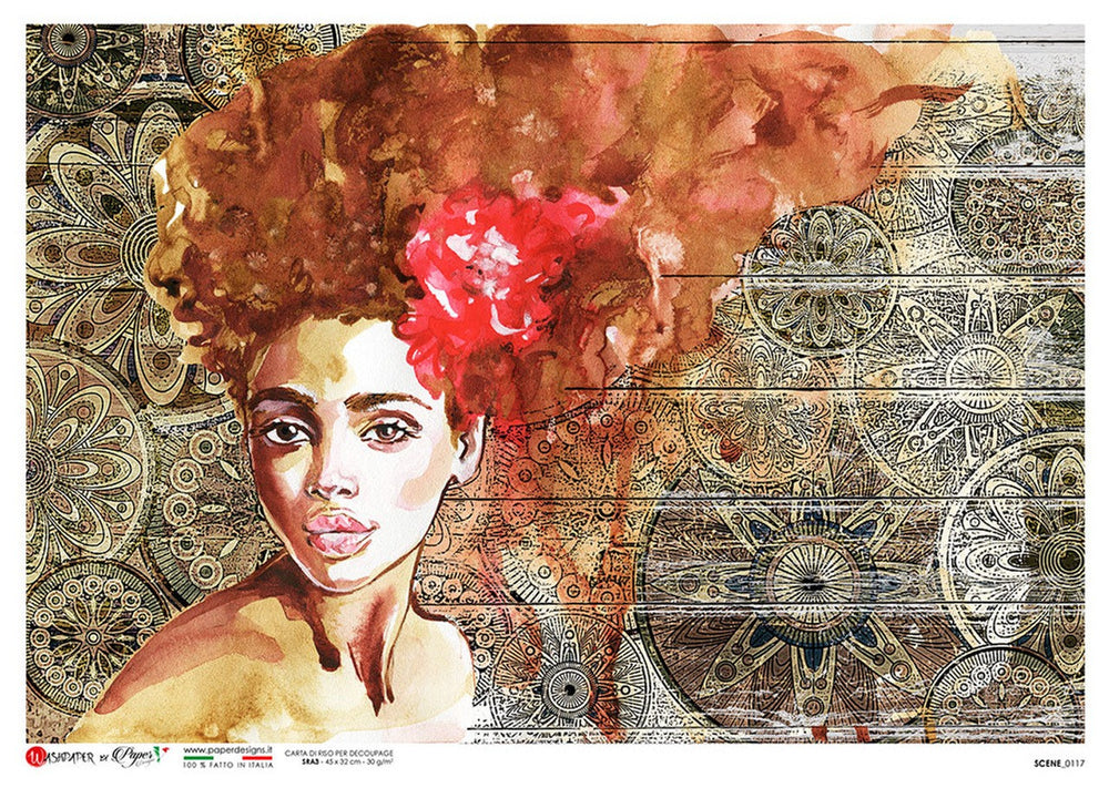 Scene 0117 (Fire Hair Portrait) Rice Paper - Paper Designs