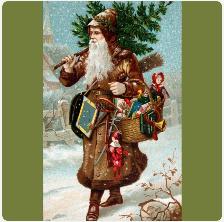 Vintage Santa with Christmas Tree Decoupage Tissue - Deborah Bucher Designs