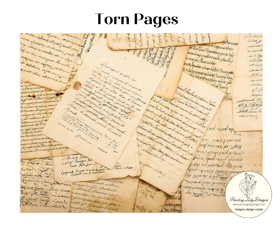 Torn Pages Decoupage Paper - Painting Lady Designs