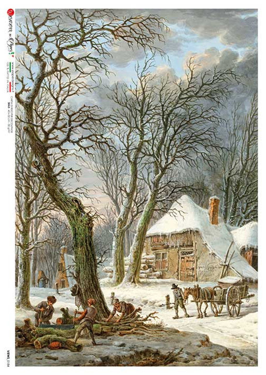 Winter Cabin Rice Paper - Paper Designs