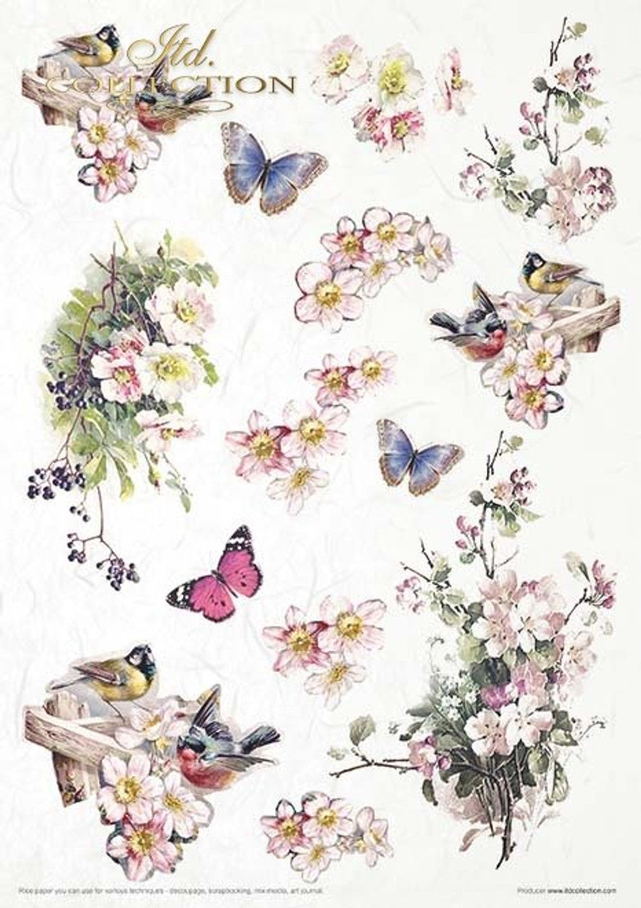 Rosy Summertime Paper Pack (11 Papers) - Decoupage Queen