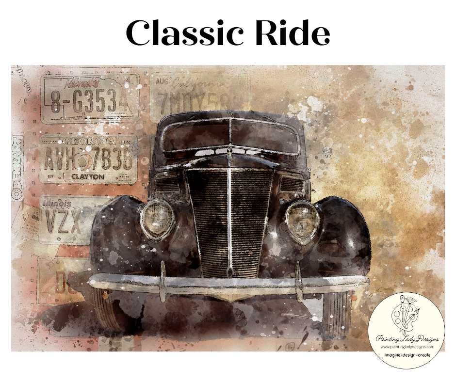 Classic Ride Decoupage Paper - Painting Lady Designs