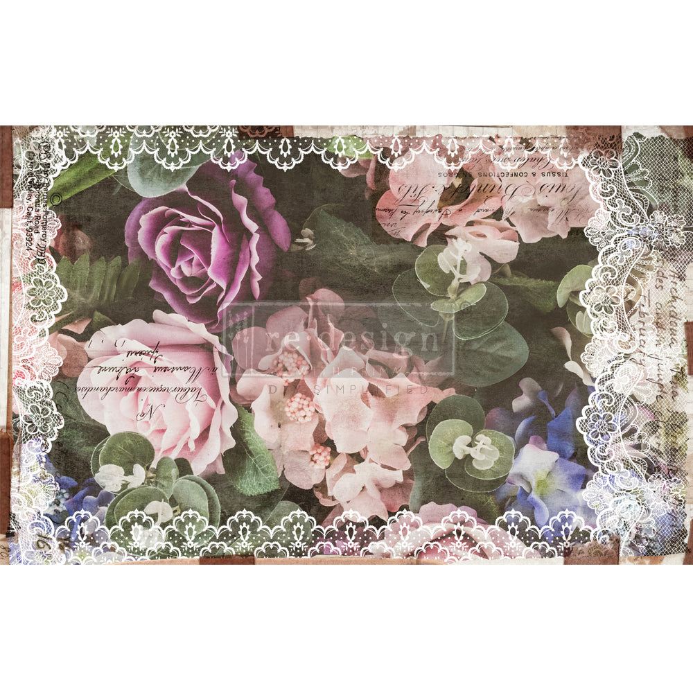 Dark Lace Floral Decoupage Tissue Paper - ReDesign with Prima