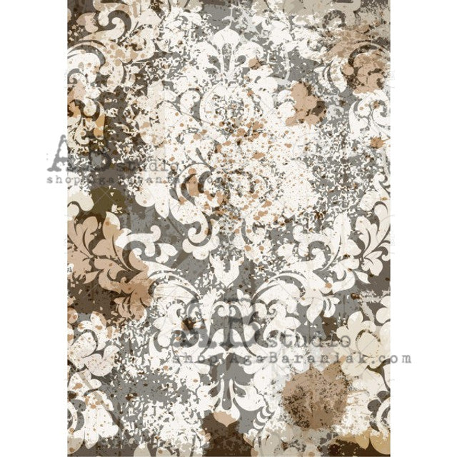 Black & Tan Damask (#0168) - AB Studios