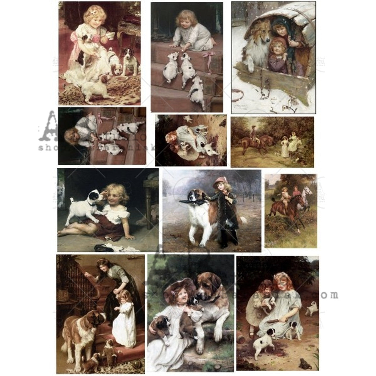 Mini Dog & Child (#0388) Rice Paper - AB Studios