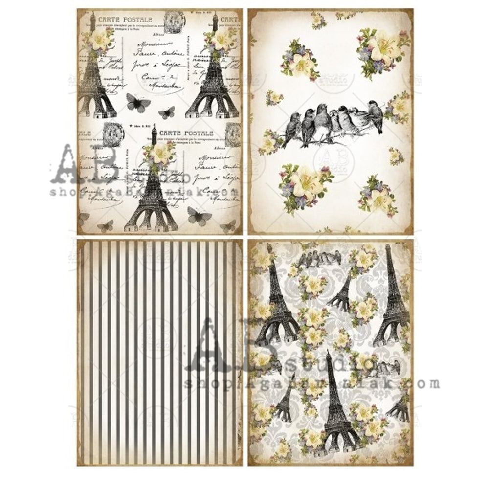 Eiffel Tower Cards (#0489) Rice Paper- AB Studio