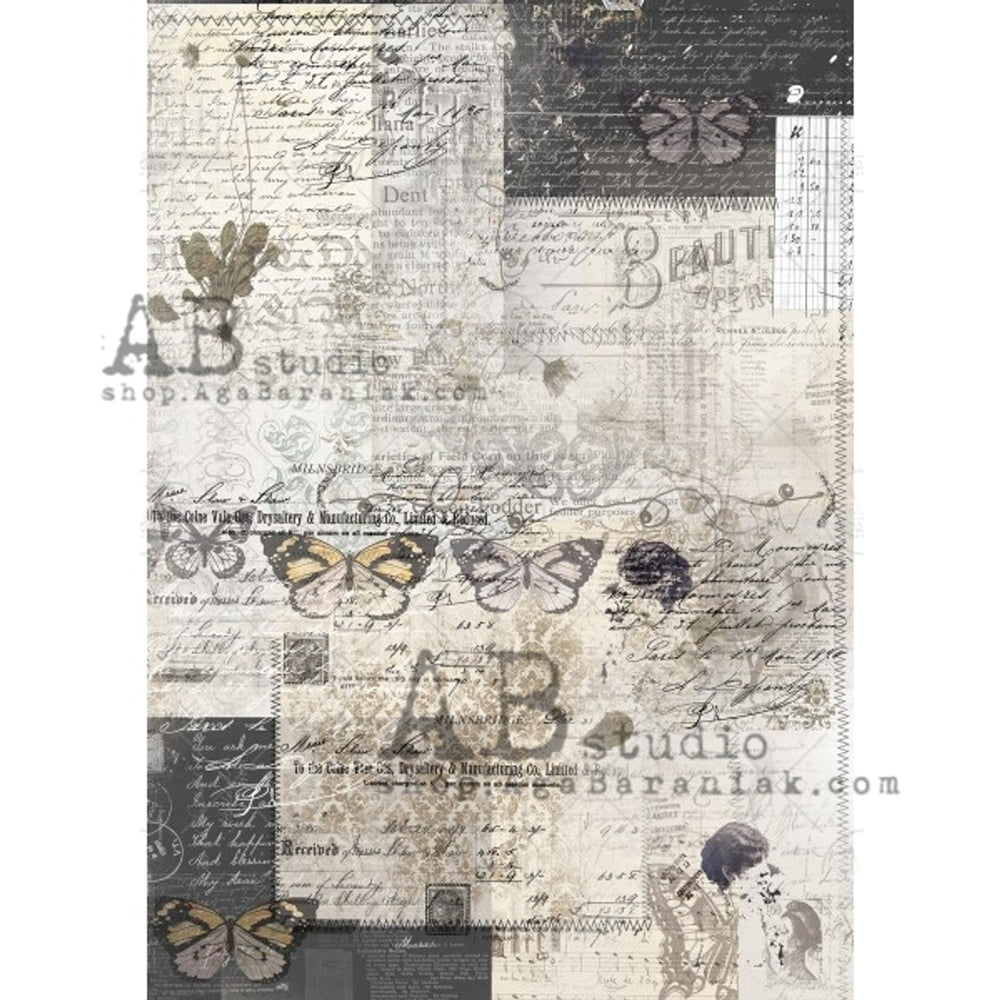 Neutral Butterflies (#0632) Rice Paper - AB Studios