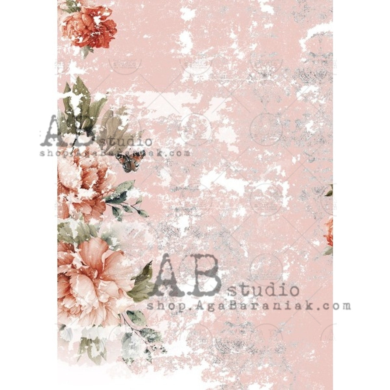 Pink Grunge (#0685) Rice Paper - AB Studios