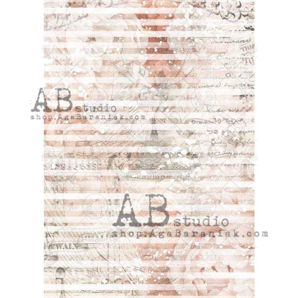 Coral Stripes Rice Paper (#0689) - AB Studios