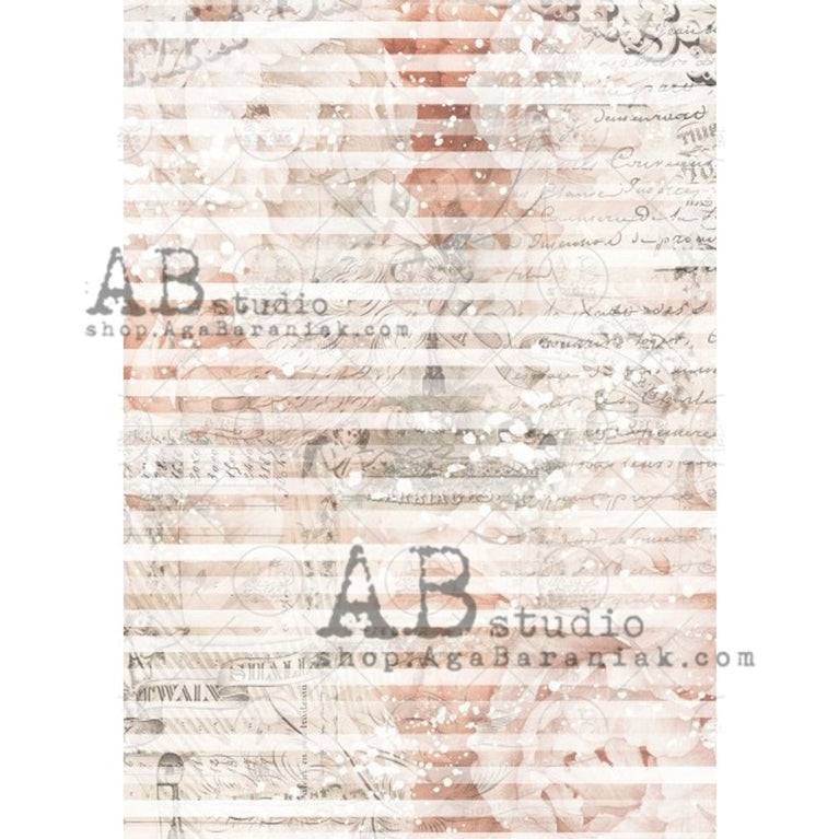 Coral Stripes Rice Paper (#0689) - AB Studios