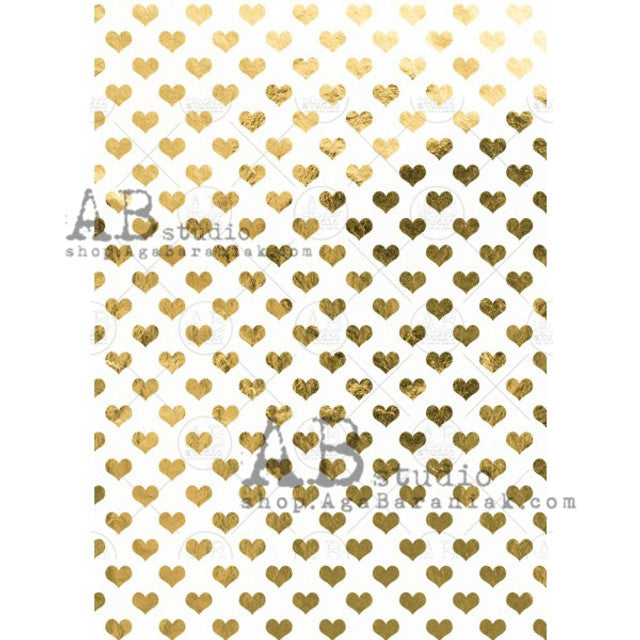 Gilded Gold Hearts (0198) Rice Paper - AB Studios