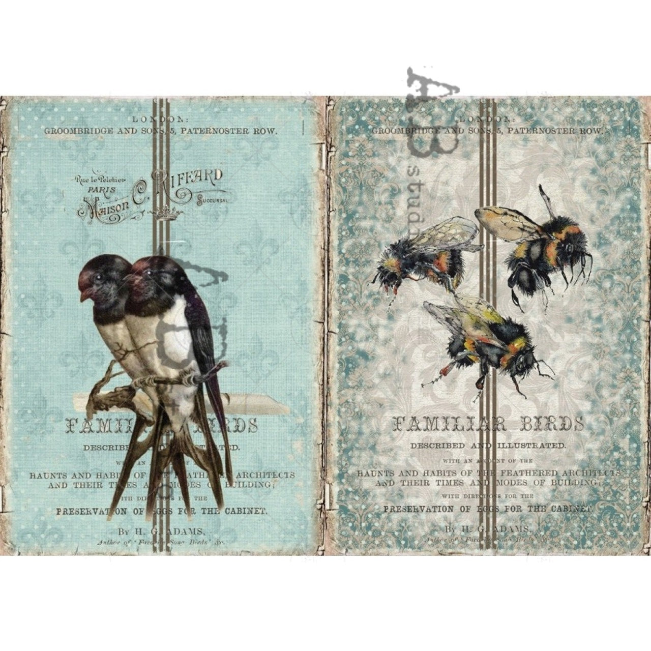 Grain Sack Birds & Bees Rice Paper (1145)- Decoupage Queen