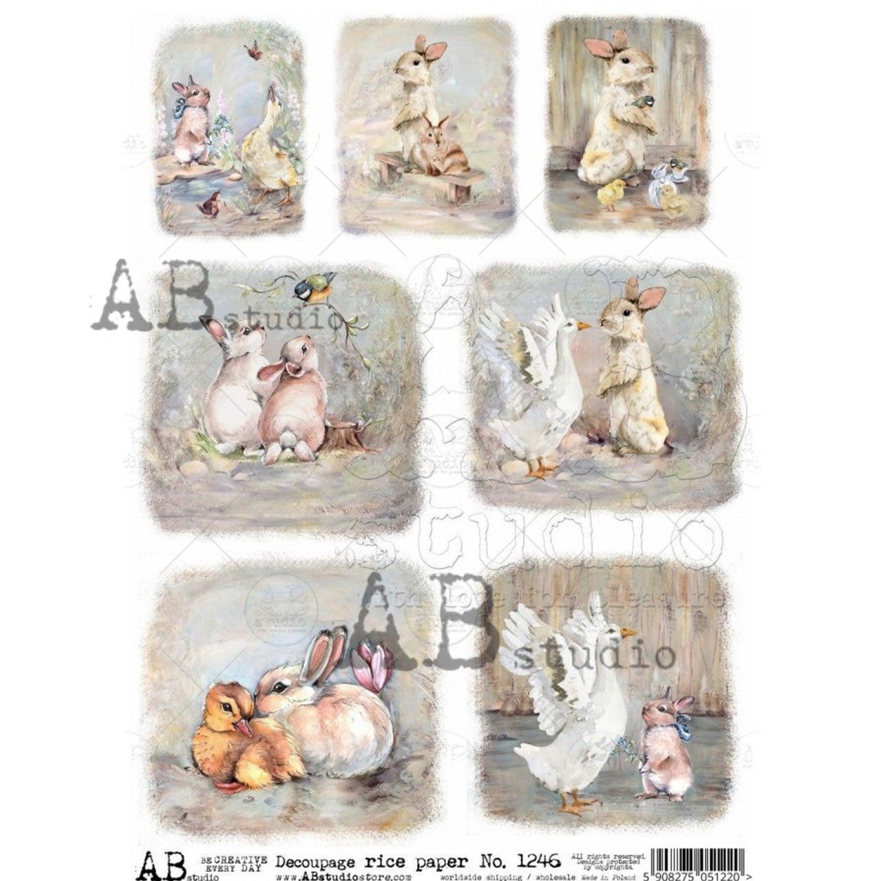 Watercolor 7 Pack Mini Easter Scenes Rice Paper (1246)- Decoupage Queen