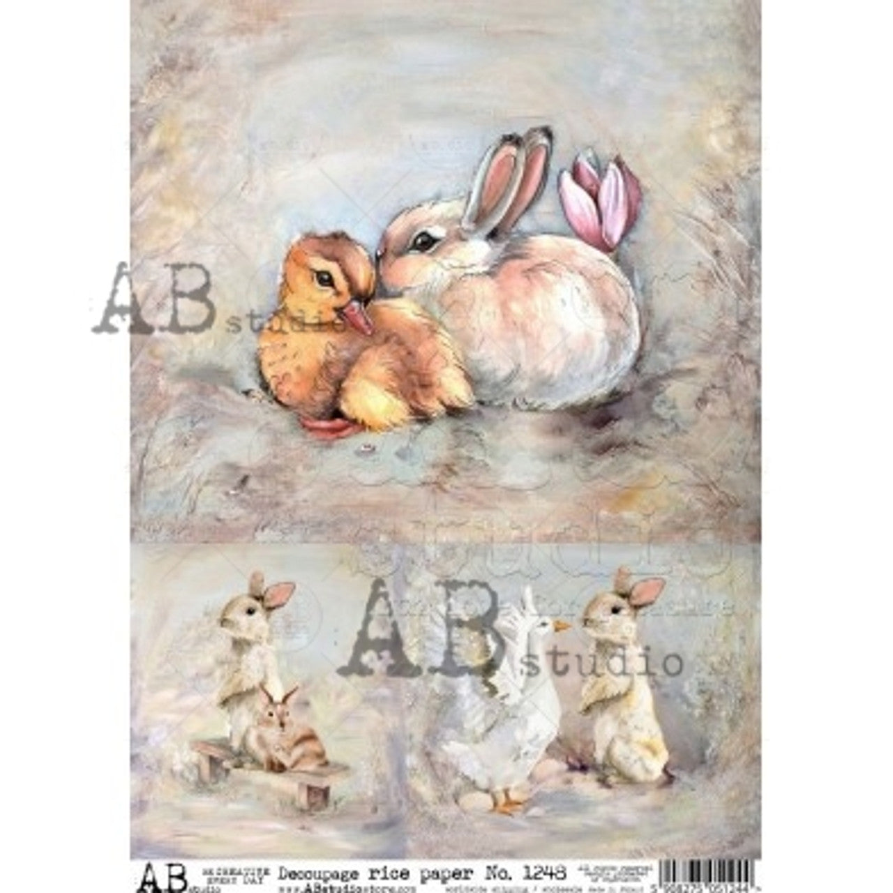 Watercolor Easter 3 Scenes Rice Paper (1248)- Decoupage Queen