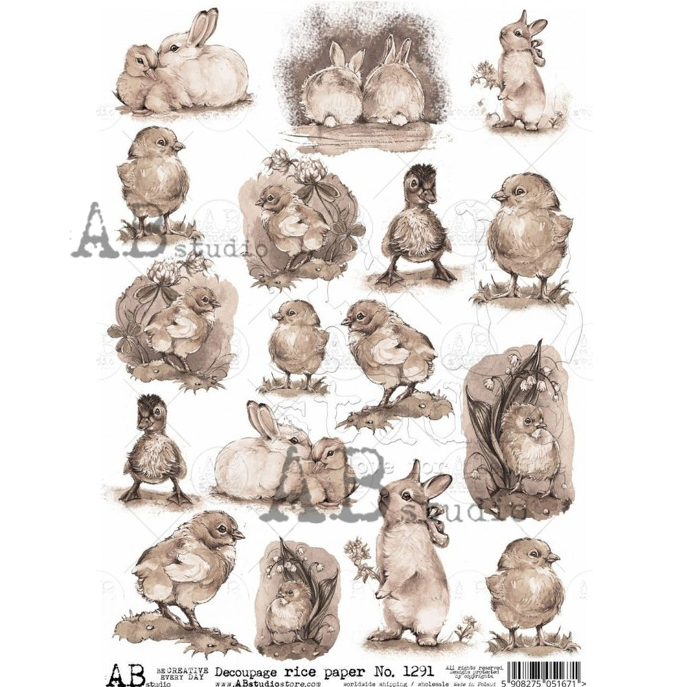 Sepia Easter Minis Rice Paper (1291) - AB Studio