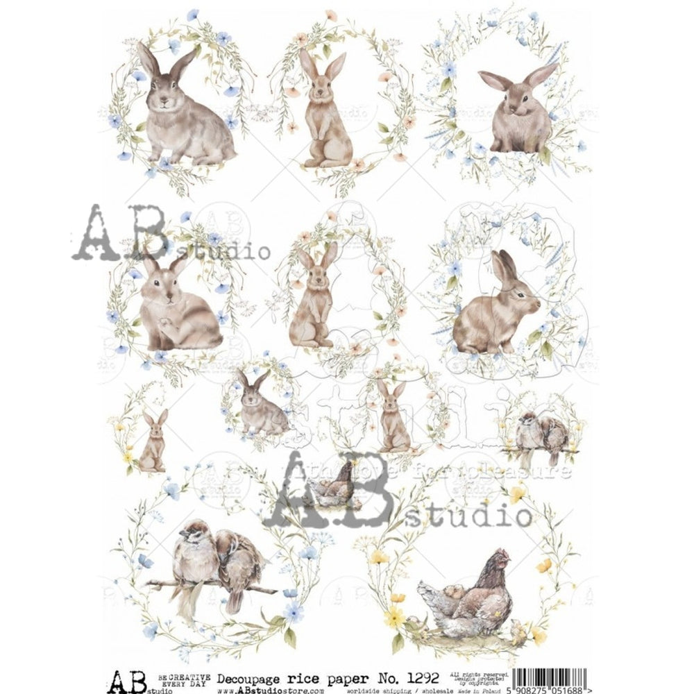 Mini Easter Watercolor Rounds A4 Rice Paper (1292)- AB Studios
