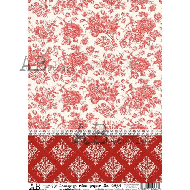 Red Toile (#0838) Rice Paper - AB Studios