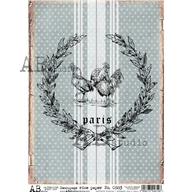 Farmhouse Paris Chicken Grain Sack (#0883) Rice Paper- AB Studios